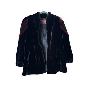 Vintage 1970s Sasson "Borgazia" Black Plush Faux Fur Coat Womens Glam